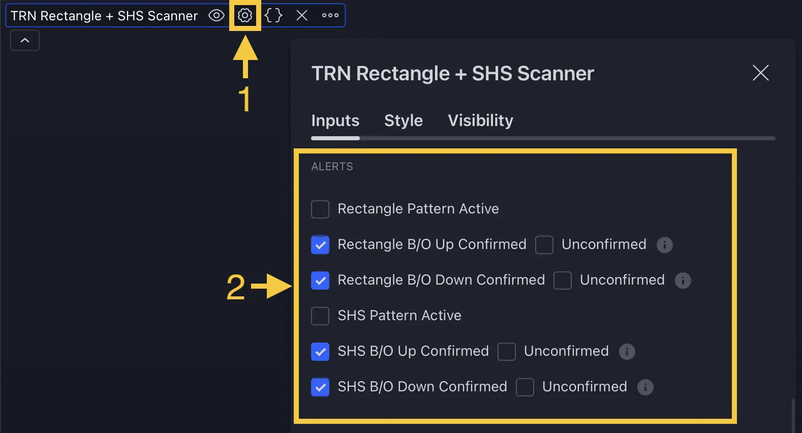Alert configuration in scanner settings