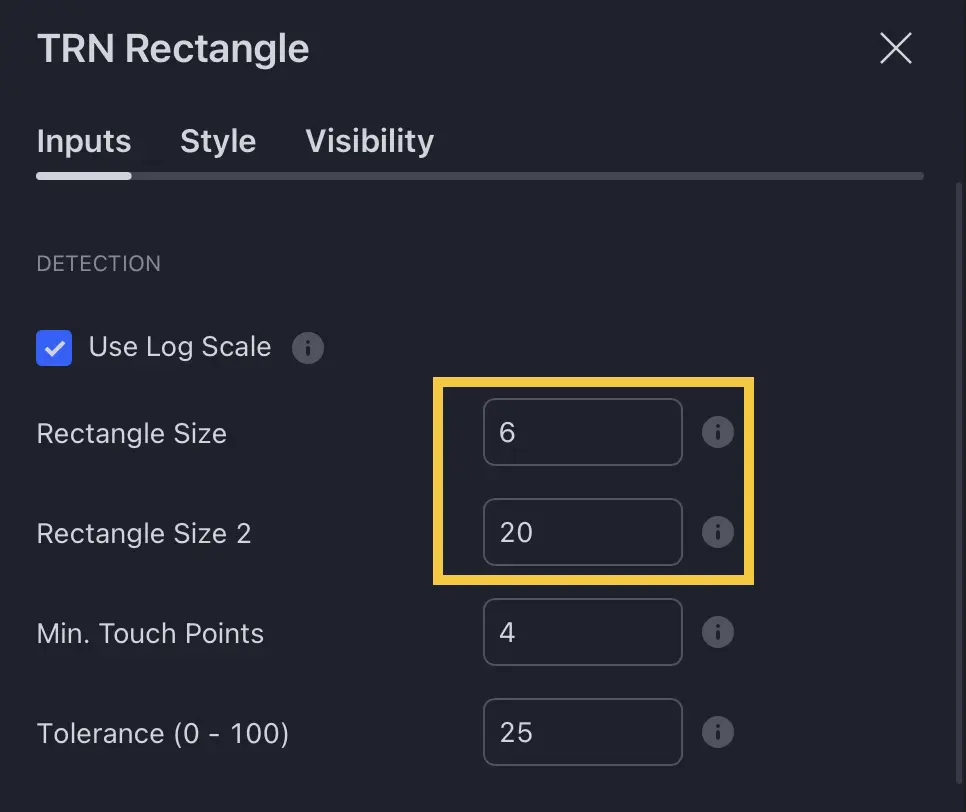 Pattern size configuration interface